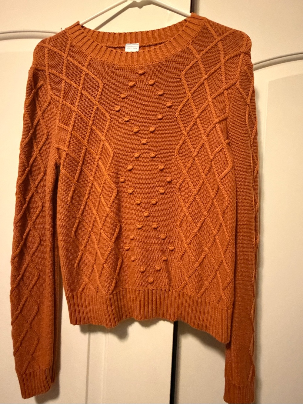 Nordstrom Rust-Orange Textured Crewneck Sweater